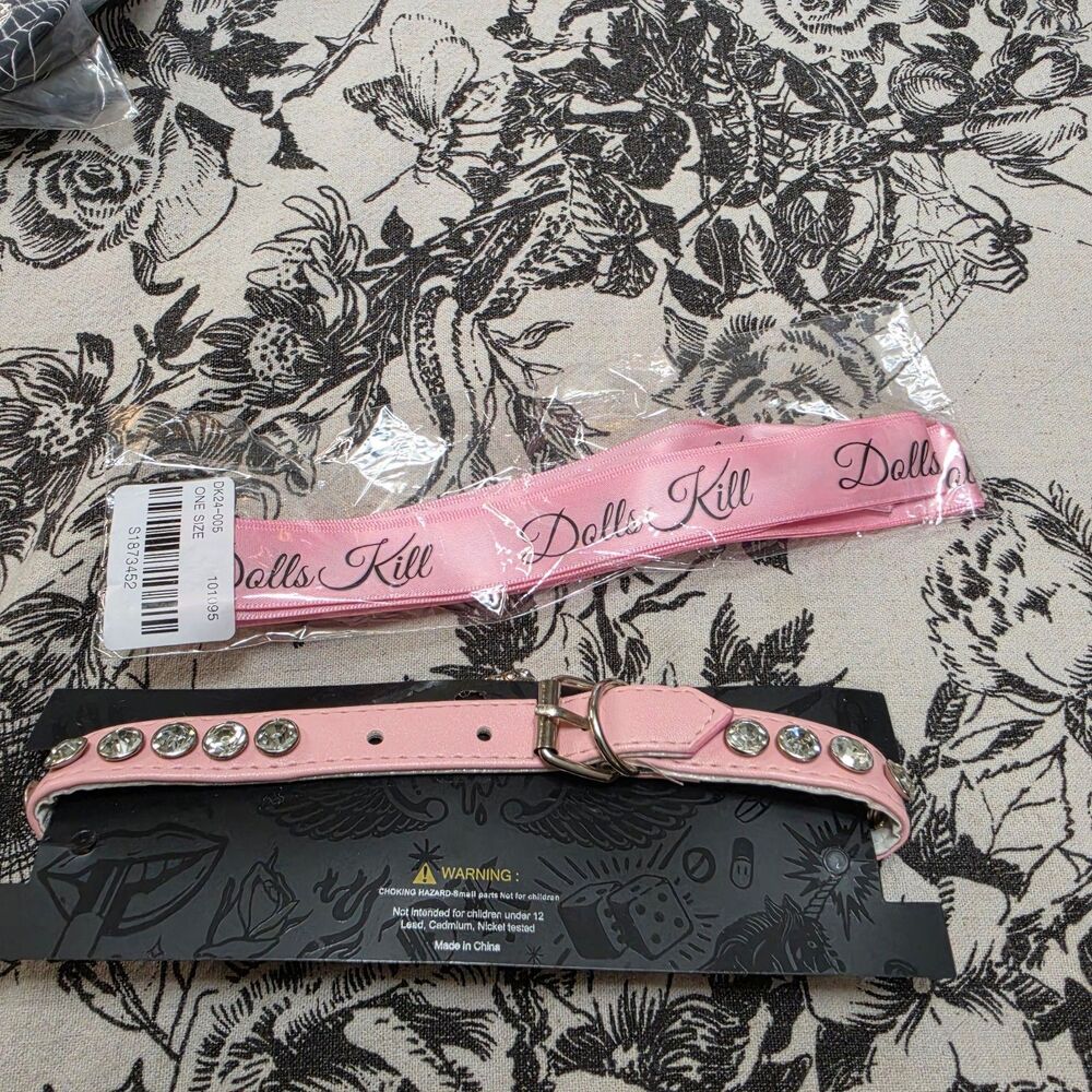 Dolls Kill Bundle Choker Face Gems Laces and Face Mask - Picture 5 of 10